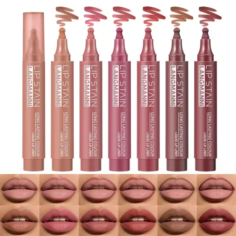 Son Vết Bẩn Liquid Lip Liner Bút Đánh Dấu Lâu Dài Chống Thấm Nước Matte Lip Tint Có Sắc Tố Cao Khỏa Thân Viền Môi Trang Điểm Cho phụ Nữ