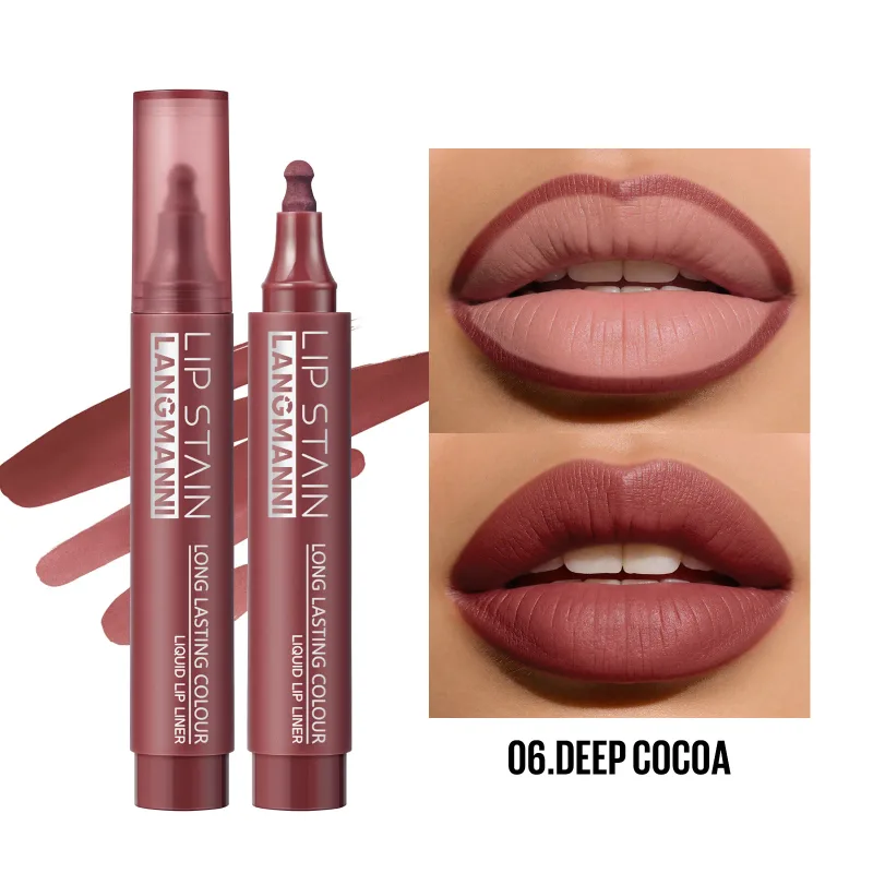 Son Vết Bẩn Liquid Lip Liner Bút Đánh Dấu Lâu Dài Chống Thấm Nước Matte Lip Tint Có Sắc Tố Cao Khỏa Thân Viền Môi Trang Điểm Cho phụ Nữ