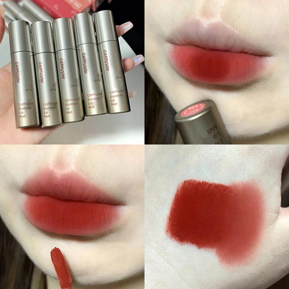 Cappuvini Espresso Matte Velvet Lip Glaze Chống Thấm Nước Kết Cấu Lâu Mịn Bóng Trang Điểm Màu Môi