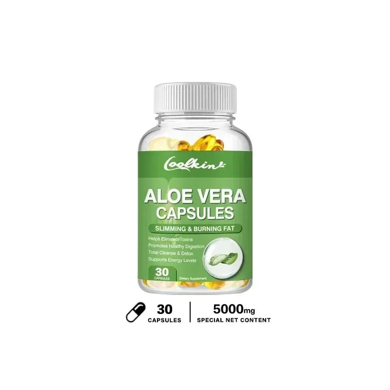 Aloe Vera Extract Capsules - Relieve Intestinal Constipation Promote Digestion Detoxify Control Appetite Burn Fat Non-GMOSu
