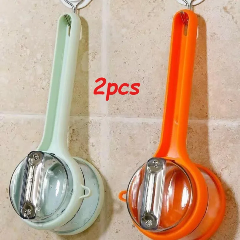 Pengupas Sayur Buah-buahan pelbagai fungsi dengan Penyimpanan Kulit Tiada Percikan Rekaan Gantung Mudah Dibersihkan Dapur Penyingkiran Mata Ubi