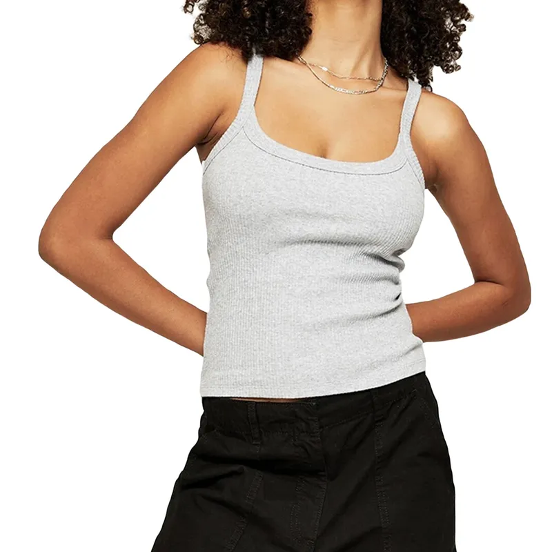 Women´s Solid Color Tank Tops Basic Vest Ribbed Sleeveless U Neck Slim Fit Cropped Tops