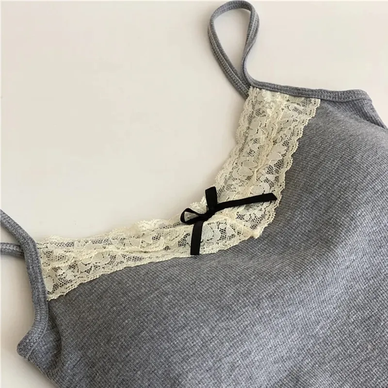 Sommarväst för kvinnor ärmlös spets utan axel Sexig slimmad topp med bröstdyna Fashionabla linne Y2K vadderad camisole för kvinnor — image 7
