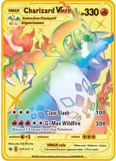 English Version Pokemon Metal Card Anime Figure Pikachu Charizard Mewtwo Battle Trading Game Collection Cards Model Toy Gifts