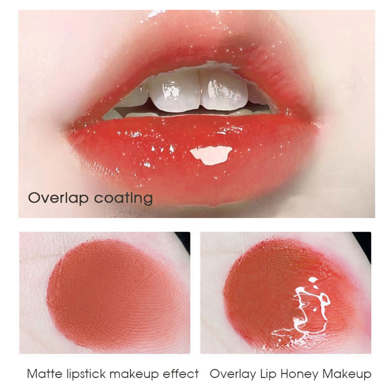 Four pack lip gloss set box water gloss jelly lip gloss moisturizing glass lips not easy to stick to cup