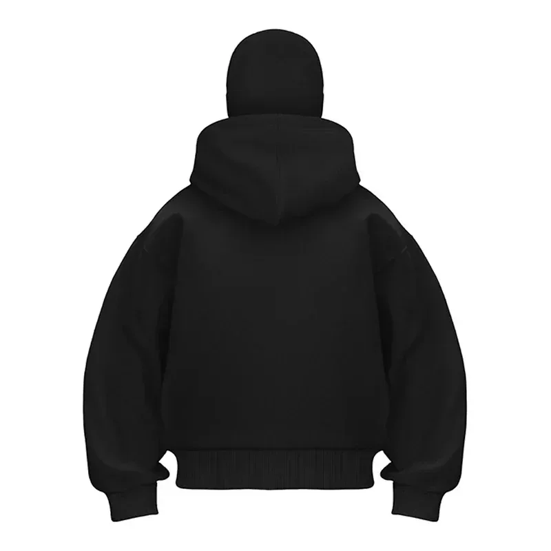 Pasamontañas moda personalidad Sudadera con capucha hombres Color sólido doble capa Sudadera con capucha Y2k Retro Hip Hop ropa de calle de invierno — image 5