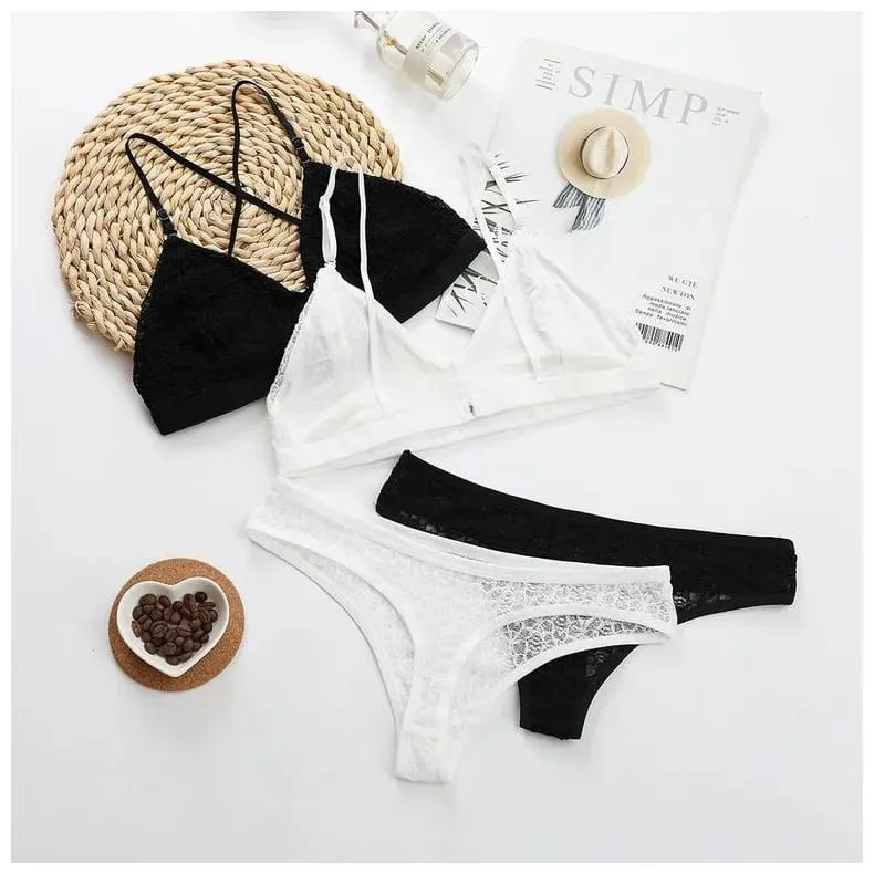 Lingerie sexy francese per donna dal design sottile senza cerchi in acciaio o protezioni per il petto che raccolgono il set di reggiseni da donna in lingerie — image 3
