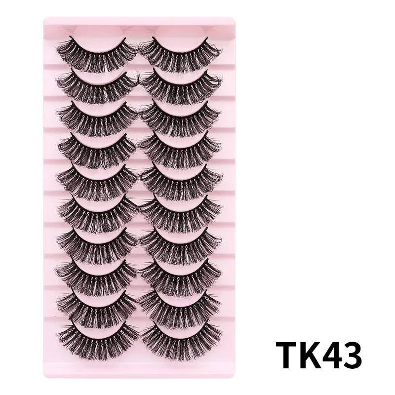 10 Pairs Russian DD Curl Bulk Fluffy Strip Lashes Natural Soft False Eyelashes Reusable Handmade Eye Lashes for Daily&Party