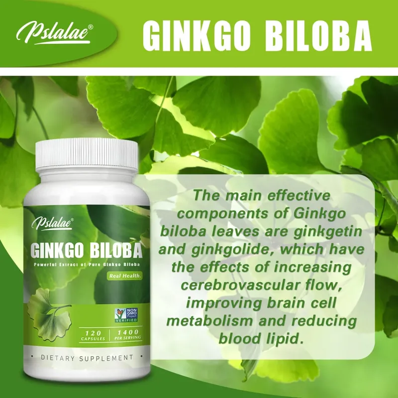 Ginkgo Biloba Capsules - Improve Brain Improving Concentration and Memory Promote Blood Circulation Enhance Cognitive Function