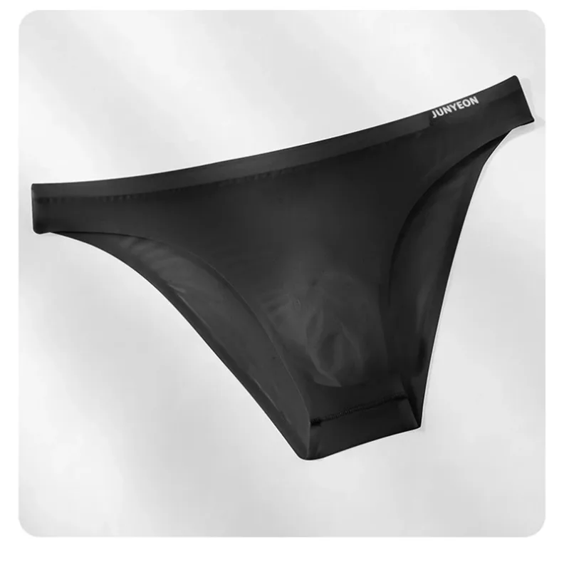Dikişsiz çabuk kuruyan erkek külot iç çamaşırı düz renk buz ipek ultra-ince külot seksi nefes 3D kese külot iç çamaşırı