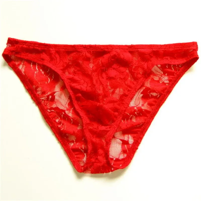 Lelaki Seksi Lace Seluar Dalam Lutsinar Perspektif Seluar Dalam Hollow Out Rose Mesh Seluar Dalam Lelaki Rendah Naik
