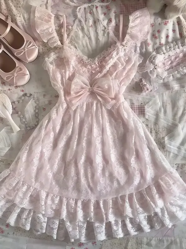 Feminino y2k vintage rendas retalhos vestido de duas peças conjunto verão elegante retro cardigan + doce moda sem mangas magro mini vestido