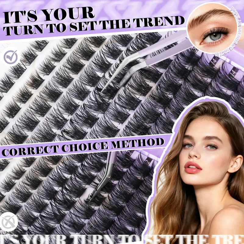 Wispy Thick Lashes Clusters Natural Fluffy Segmented Lashes 3D Individual Volume Lash 8-16mm Mixed DIY Eyelash Extension