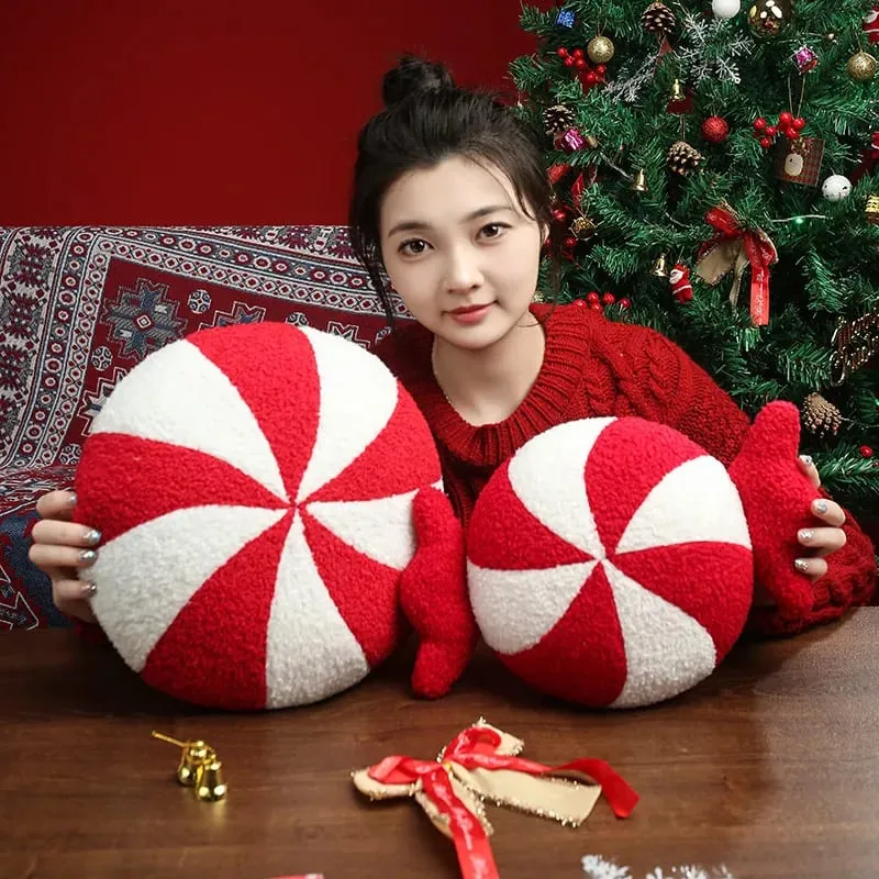 Classic Christmas Series Throw Pillow Candy Lollipop Snowflake Xmas Scepter Balls Doll Soft Sofa Cushion Festival Home Decor
