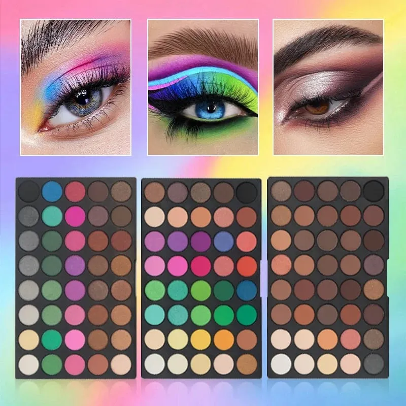 4pcs Makeup Sets 120‑Color Eyeshadow Palette With 8pcs Brushes & 2pcs Makeup Practice Face Boards For Beginner Makeup Practice