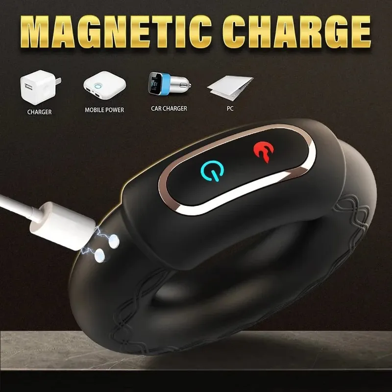 Vibrating Penis Cock Ring Penis erection Heating Vibrator Delay Ejaculation Penis massager 10-Frequency Vibration Men Sex Toys — image 3