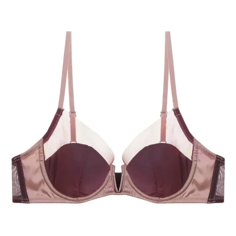 French Mesh Sexy Smooth Underwear Push-up Thin Cup Bra Soft Underwire Bra