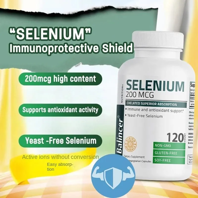 Selenium Capsules - Antioxidant Support Increases Energy Levels Boosts Metabolism Immune System Improves Brain Function