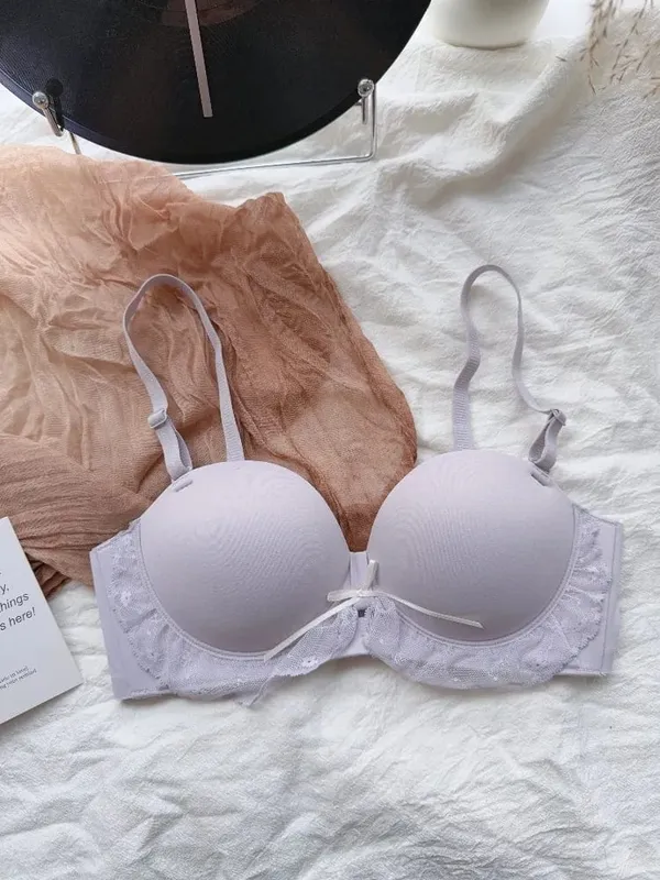 Red Half-Cup Lace Bra Set for Small Chests Adjustable Support Anti-Sagging Push Up Sexy Lingerie Set Women Birthday Gift — image 2