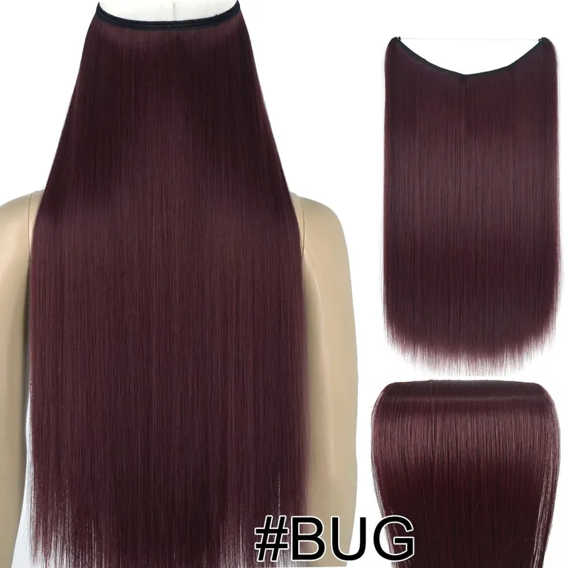 Synthetic Heat Resistant Hair Silky Straight Elasticity Invisible Wire Hair Extensions 8006