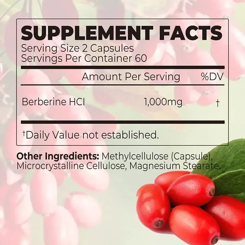 Berberine Capsules - Support Overall Health and Immune Function Promote Digestion Enhance Energy Anti-oxidant and Anti-aging