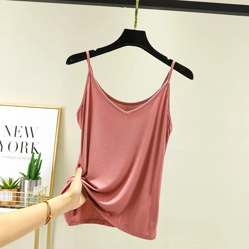 Spaghetti Strap tops Women Halter V Neck Camis Tank Solid color basic sleeveless Camisole Top
