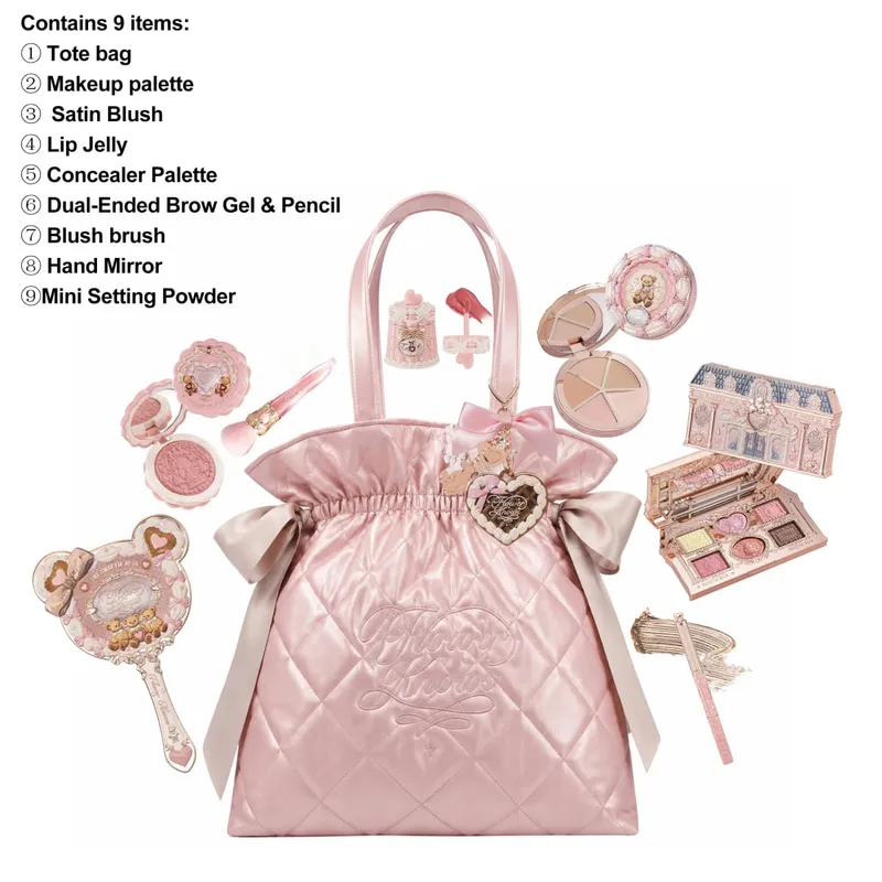 Flower Knows Limited Edition Diamond Pattern Tote Bag Makeup Set Eyeshadow Concealer Blush Eyeliner Lipstick Beauty Collection — image 9