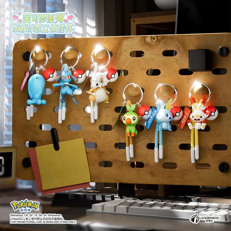 Gantungan Kunci Pokemon Scorbunny Tulen Grookey Riolu Sobble Wobbuffet Cubone Anime Action Figure Mainan Gantungan Kunci Hadiah Loket Wangian