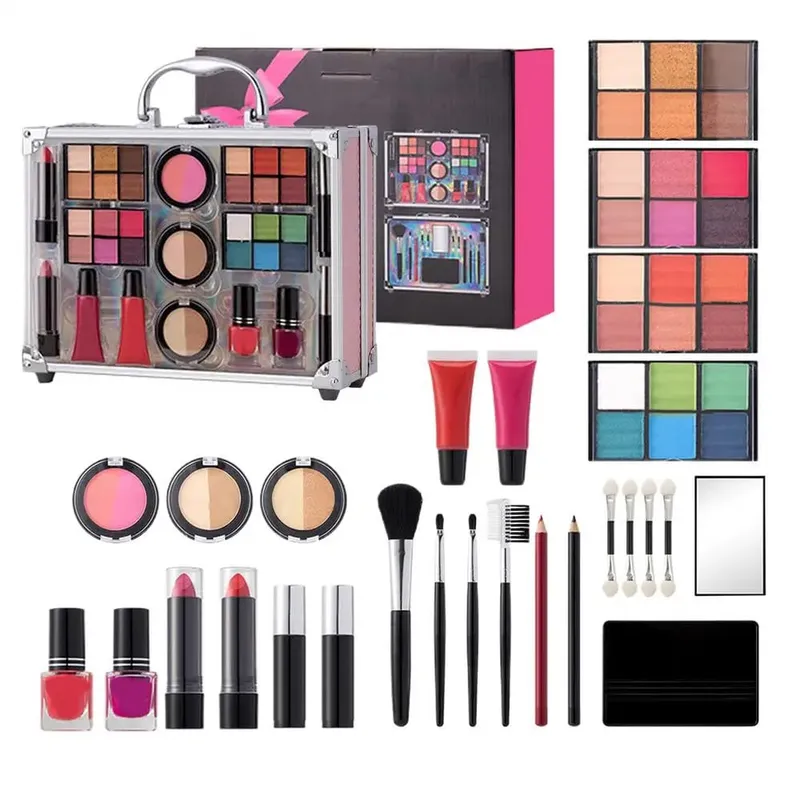 Makeup Starter Kit Professional Make Up Sets With Transparent Case Holiday Beauty Gift Set Starter Cosmetics Full Kits For Women