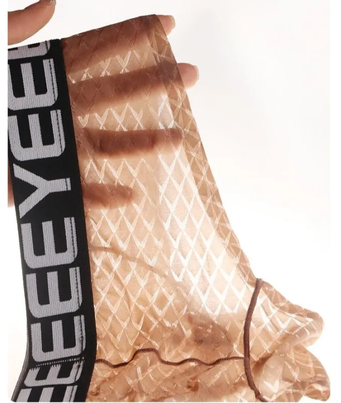 Pakaian Dalam Pria Seksi Celana Dalam Pria Lembut Transparan Ultratipis Belah Ketupat Sutra Es Celana Dalam Pria Elastis Sejuk Pengangkat Pinggul Pinggang Rendah