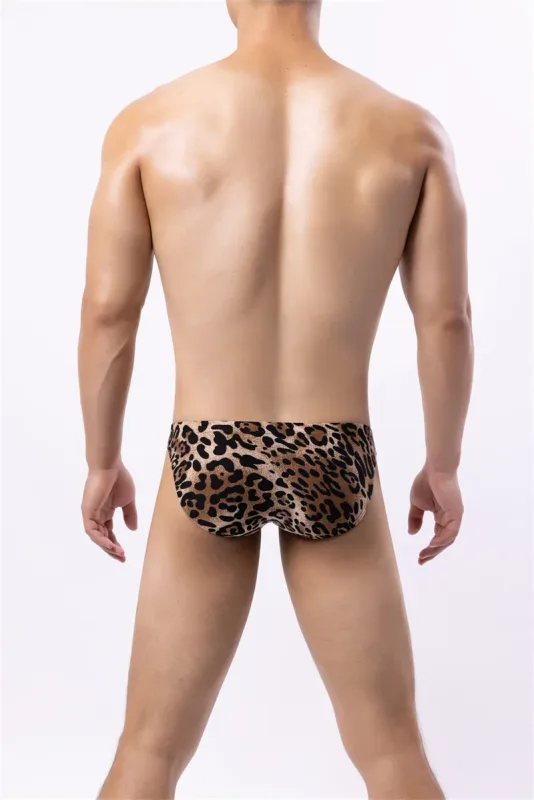 Sexy Men's Briefs Underwear Leopard Pattern Low Waist Soft Slip Briefs Lingerie Underpants Pouch Tangas Sexis De Hombre