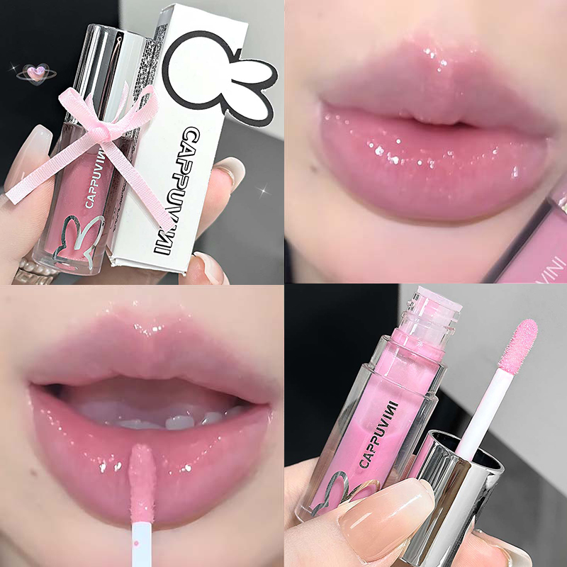 Brown Glitter Lip Glaze Lasting Shimmer Mirror Water Lip Gloss Waterproof Jelly Plumping Lipstick Make Up Moisturizing Lip Tint