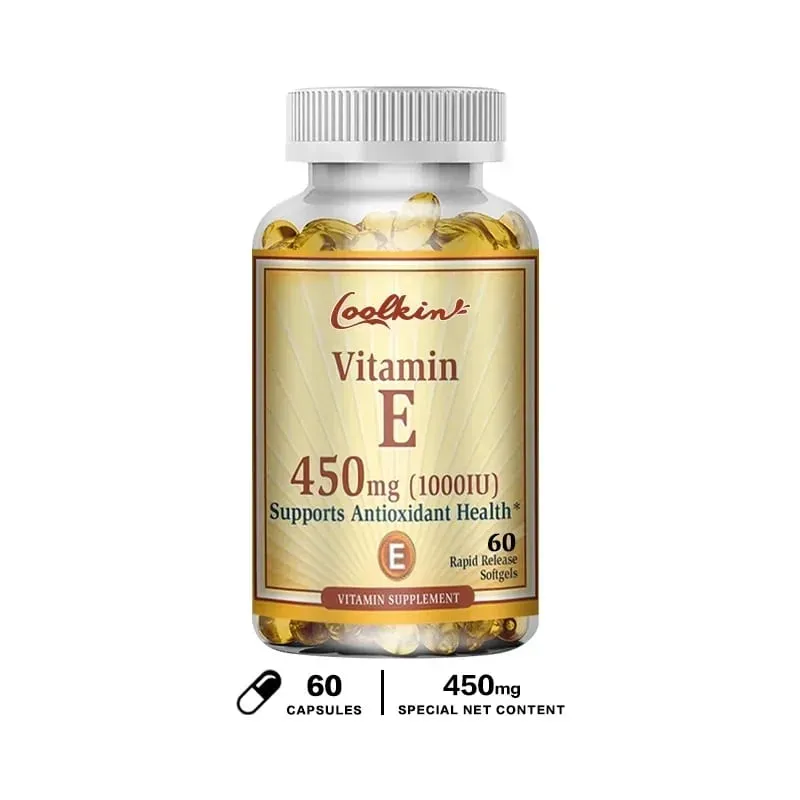 Natural Vitamin E Capsules - Brightens Skin Tightens Skin Reduce Wrinkles Anti-aging Antioxidant Supports Immune