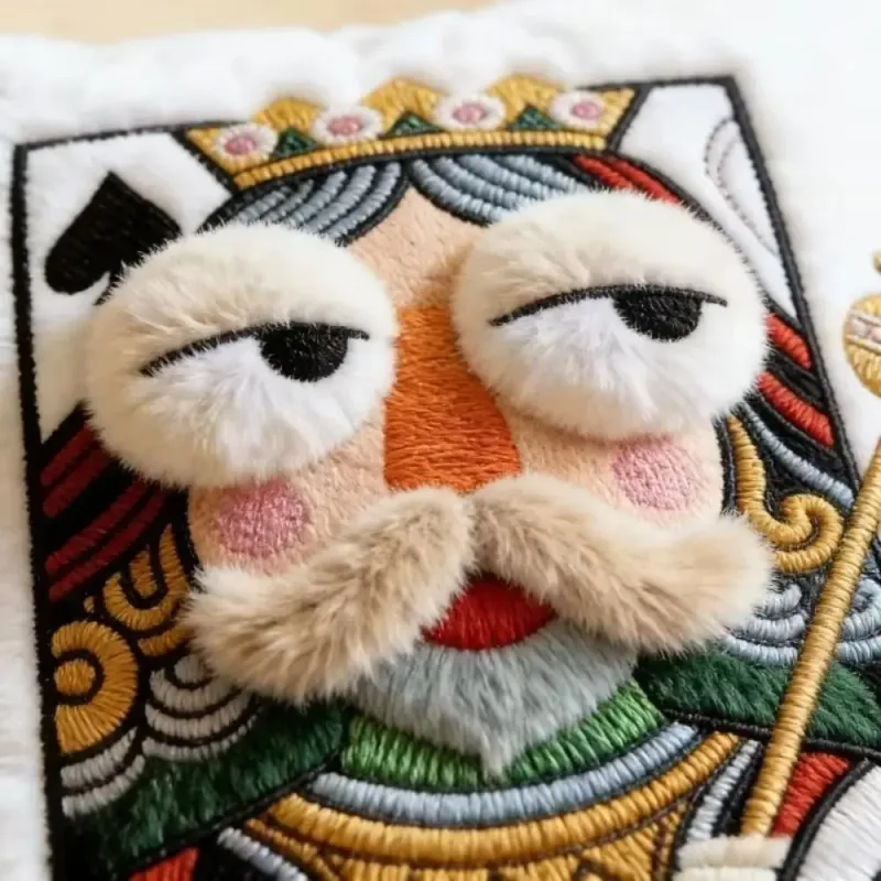 Patchwork Style Poker Card Cushion 3D Big Eyes Card Game Theme Plush Cushion High-Value Design Patchwork Pillow Gift Giving