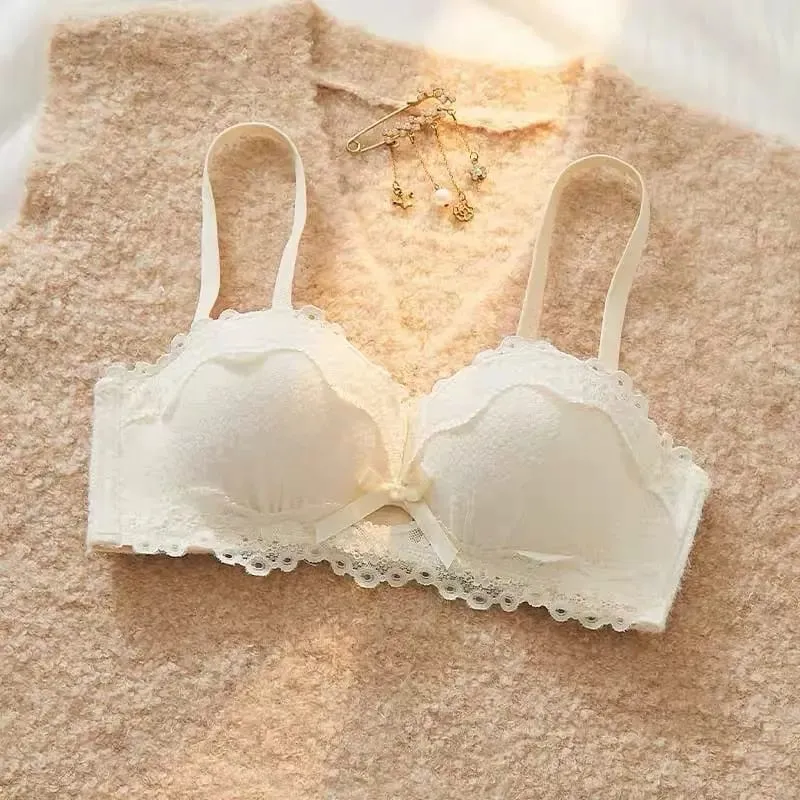Set di lingerie sexy in pizzo push up imbottito spesso per il seno piccolo che migliora il modellamento del reggiseno a mezza coppa nascosto intimo intimo