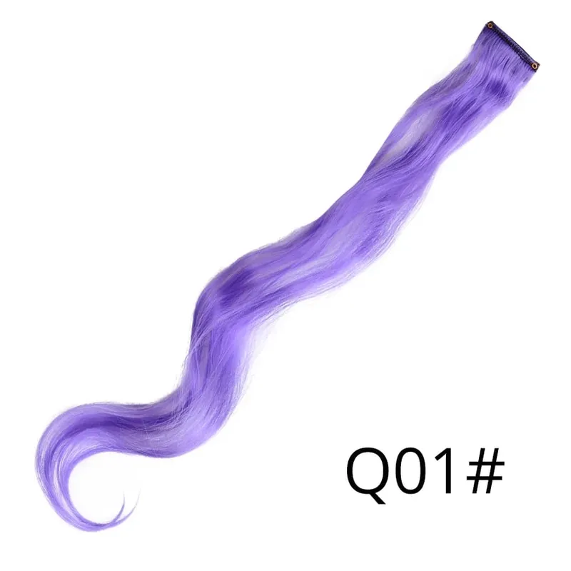 Synthetic Leeons Clip In one Pieces Hair Extensions Heat Resistant Hairpieces Rainbow Ombre Hair Extensions Fake Long Hair Women