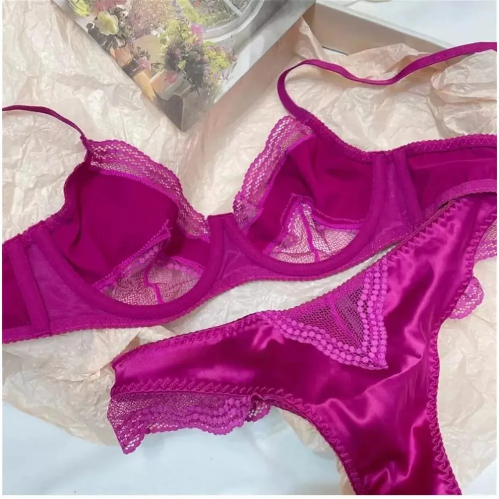 Ladies Satin Lace Underwire Bra 32-38AB Ultra Thin Minimizer Bra Side Support Anti Sag Gather Breast French Lingerie — image 7
