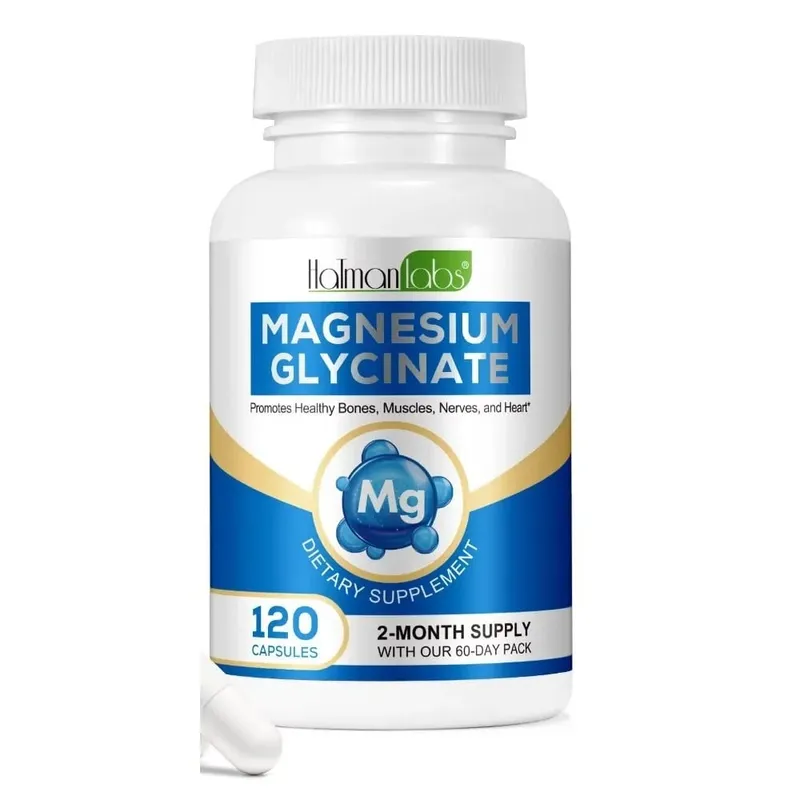Cápsulas de glicinato de magnésio com 208mg de bisglicinato elementar para suporte ósseo, muscular e nervoso saudável, adultos 120 cápsulas