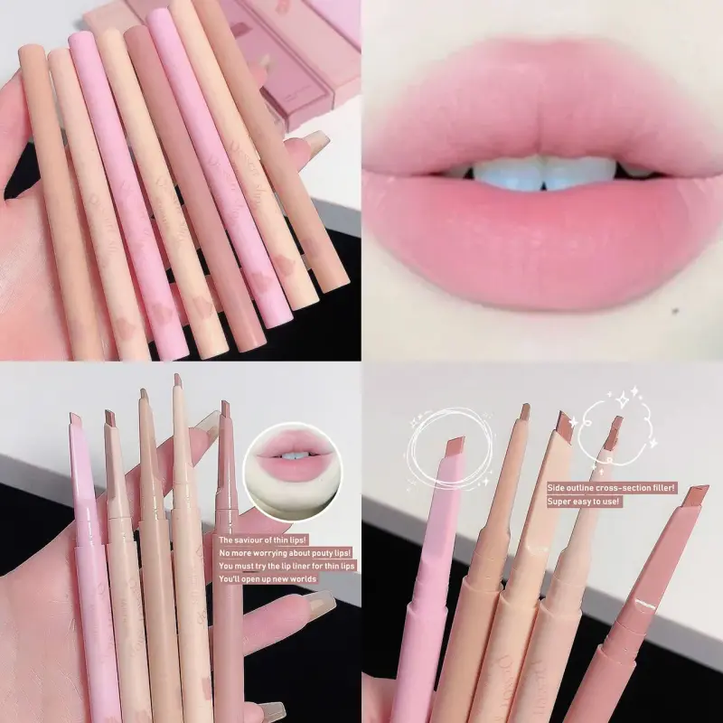 Matte Lip Liner Pen Long Lasting Contour Lipstick Non-stick Waterproof Smooth Velvet Lipliner Pencil Nude Pink Lip Tint Makeup