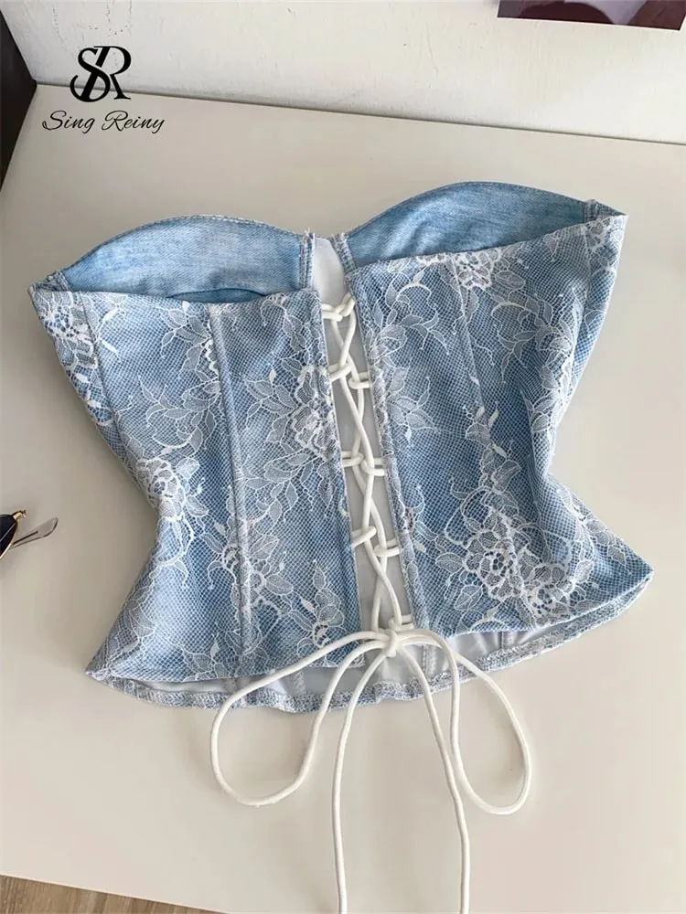 Sexy Lace Strapless Mini Top Ladies Backless Bandage Camisole 2025 Fashion Women Hotsweet Senior Chic Beachwear Corset