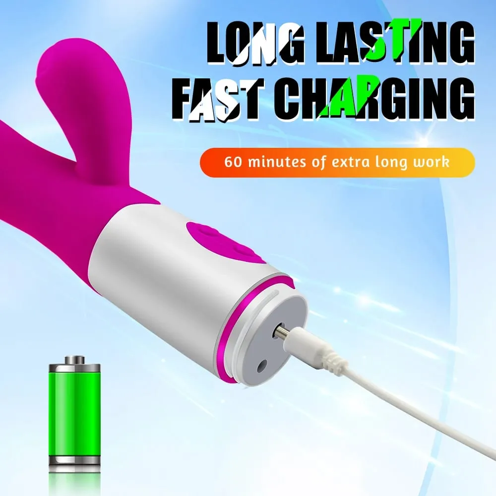 Realistic Rabbit Dildo Dual Vibrator G-Spot Clitoral Stimulation Massager Powerful Vibrating Vagina Masturbator Women's Sex Toy