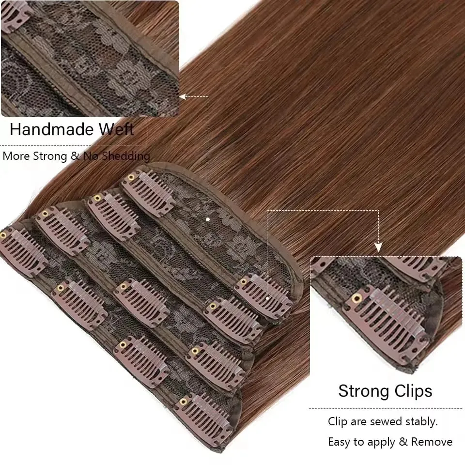 Magicae 24Inch 200G Straight Clip in Hair Extensions Blond 27/613 Ombre Brown 4Pcs/Pack Natural Bio Human-Like High Temperature