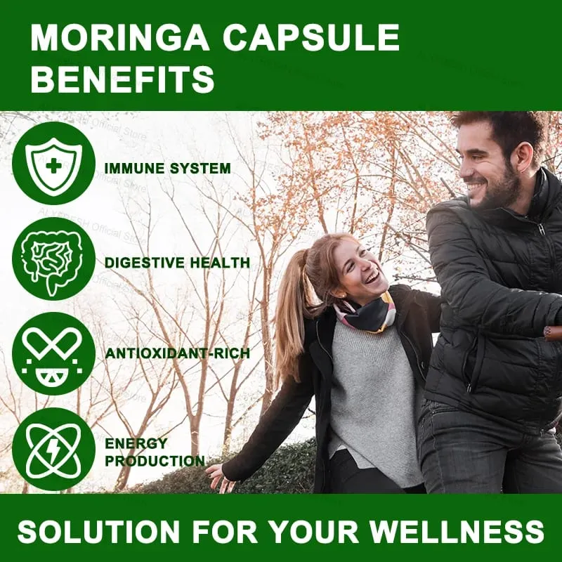 Moringa Capsules Support Energy Levels Immune system and Digestive Health Maintain Bone and Teeth Health Powerful antioxidant