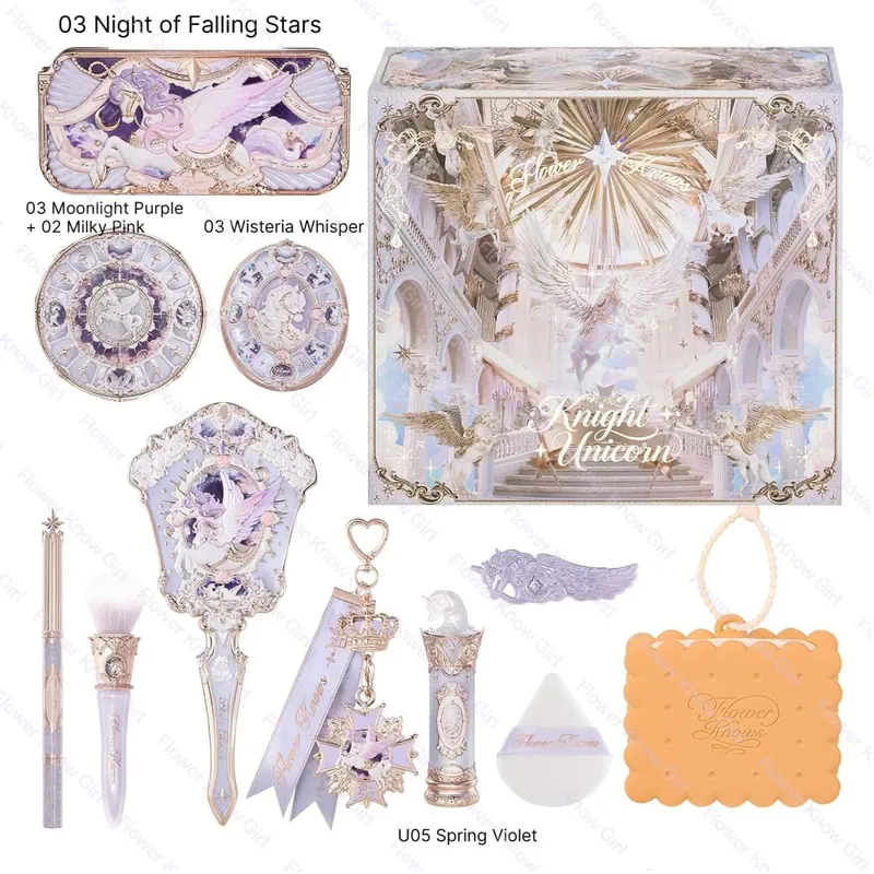 Flower Knows Full Makeup Kit Luxury Gift Box Eyeshadow Palette Blush Lip Cream Hand Mirror Hair Clip Bag Pendant Cute Beauty Cos — image 11
