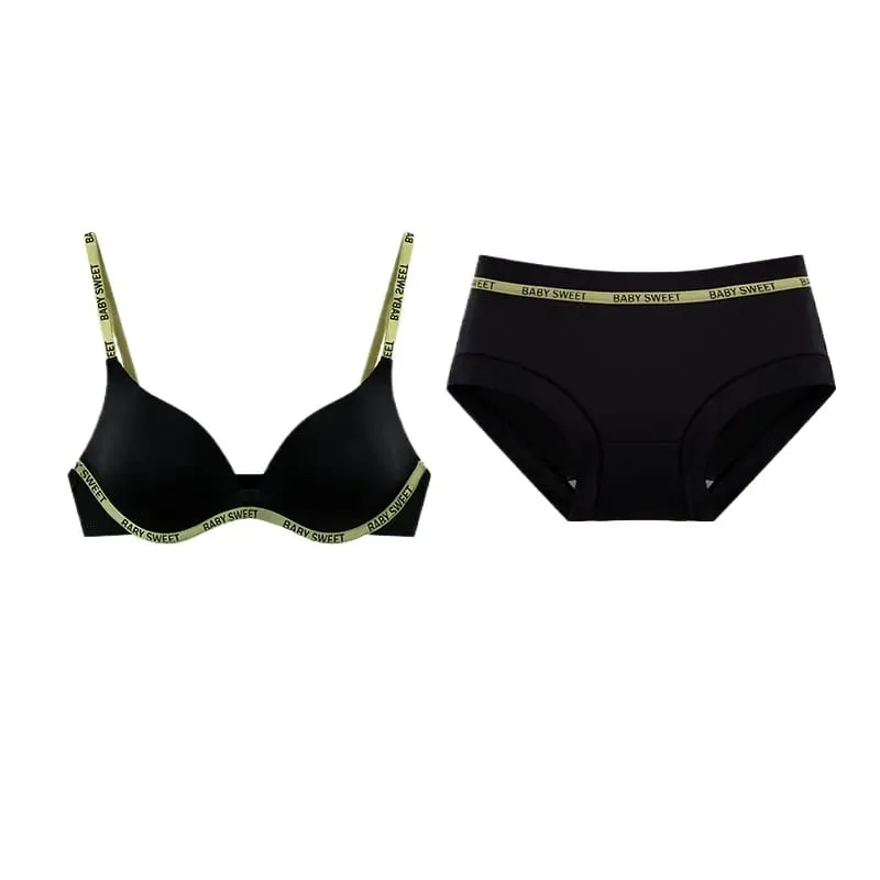 Seamless Bralette Set for Teens Wireless Comfort Push Up Padding Lightly Lined Pure Color Bra Panty Young Women Lingerie MOYISU — image 6