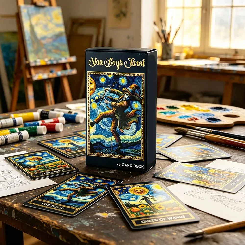 Van Gogh Tarot Cards 78 Post-Impressionist Painting Style Tarot Cards English Version Fortune Telling Divination Board Game Card