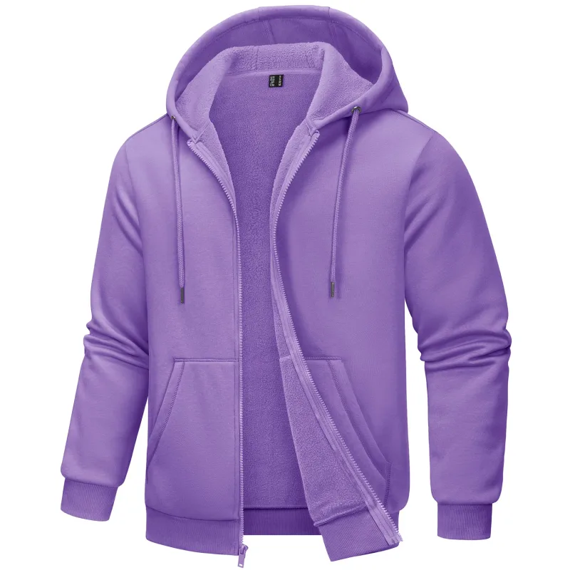 Big Pockets Fleece Lining Hoodies Mens Hooded Coats Full Zip Up Casual Hoodie Jackets Athlete Running Hiking Sportswear — image 26