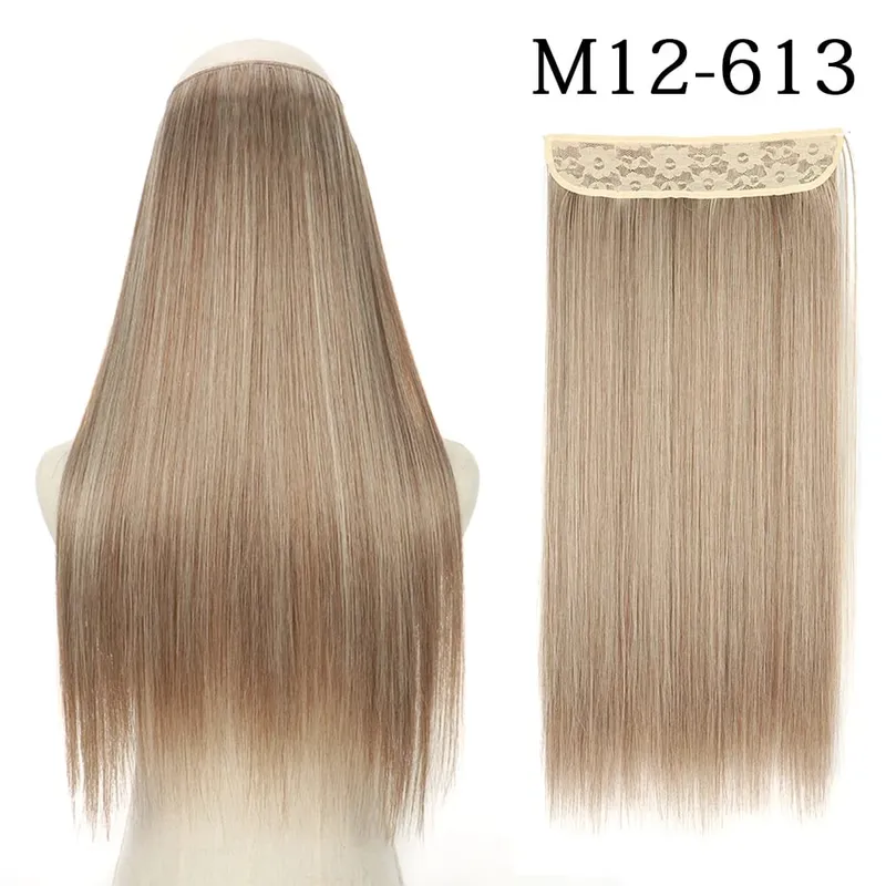 Synthetic Long Straight No Clip Invisible Line Hair Extensions 40 55 80cm Natural Brown Blonde Fake Hairpiece For Women