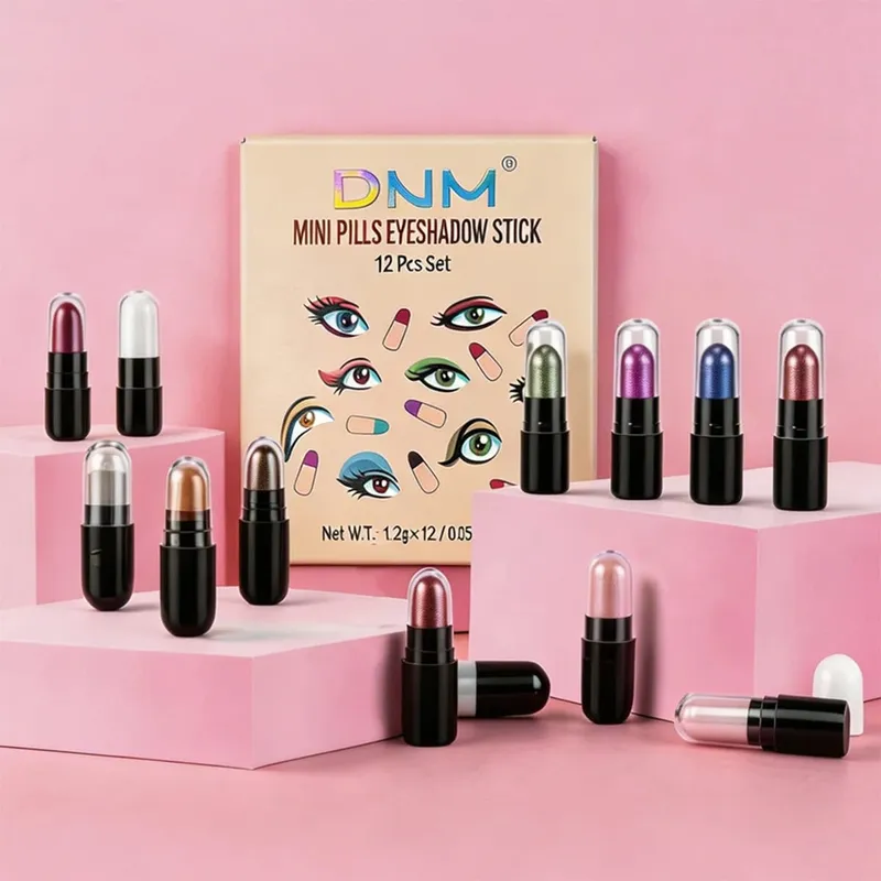 DNM 12 Color Makeup Set Capsule Eye Shadow Stick Durable And Easy To Color Pearl Light Shiny And Sleeping Silkworm Brightenin