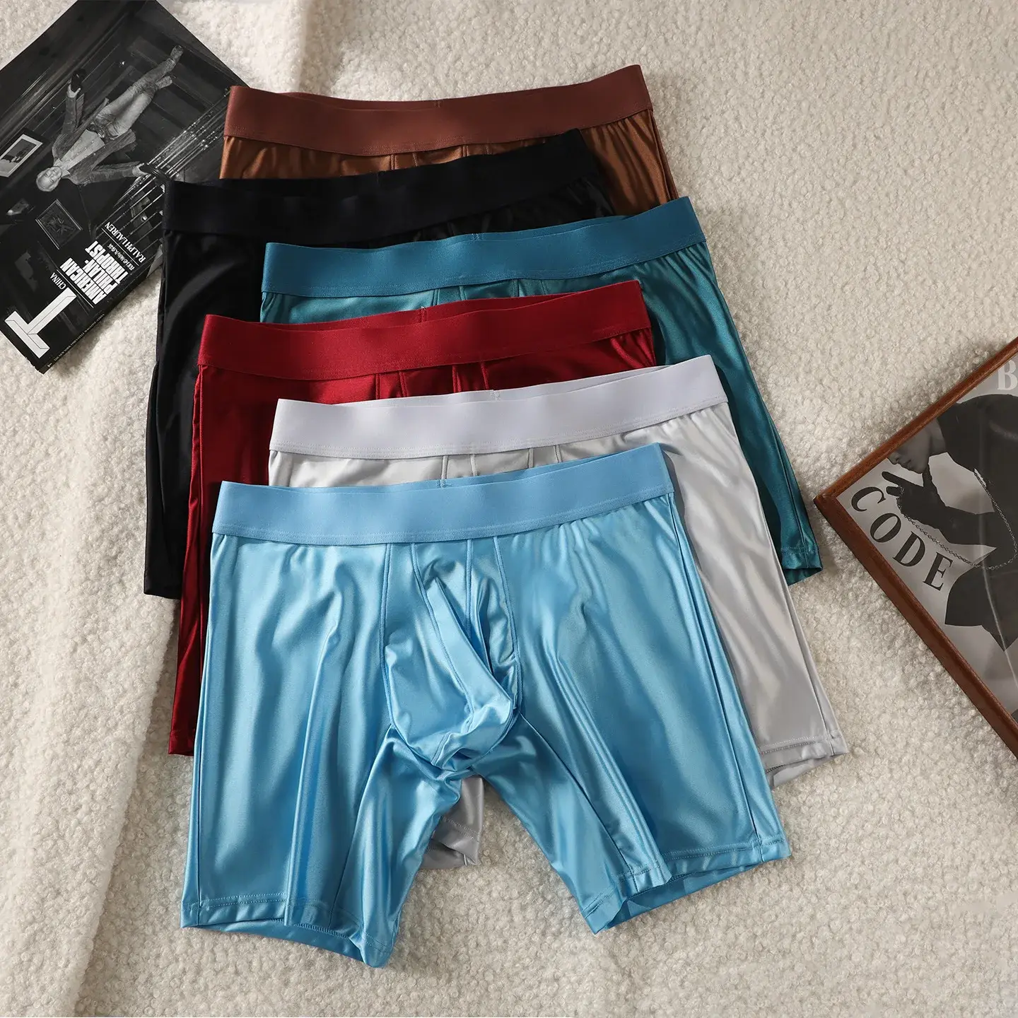 Boxer intimi da uomo Mutandine con marsupio solido per uomo Pantaloncini boxer con gamba estesa Homme Mutande sportive a vita media Uomo M-XXL